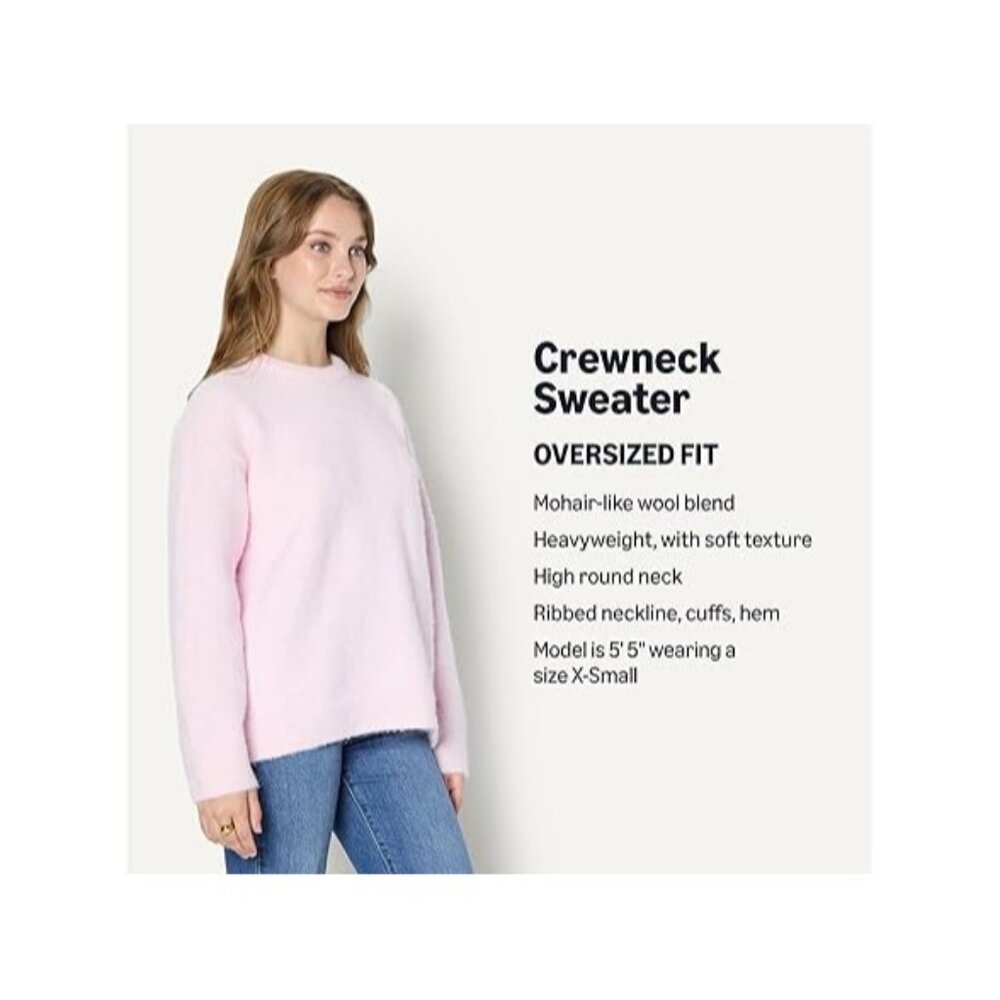 Women's Oversized Pink Faux Mohair Crewneck Sweater XL - NEW - Picture 4 of 6